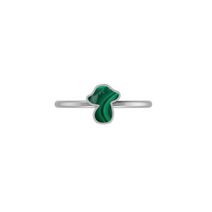 Bague empilable en argent sterling 925 de haute qualité, forme de champignon, malachite, sertie de pierres, style classique, fête, fiançailles, anniversaire - Product Image 1