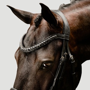 Bride de cheval de Dressage en cuir hanovrien de haute qualité Bride anatomique en cuir marron et cristal verni NOSBAND - Product Image 3