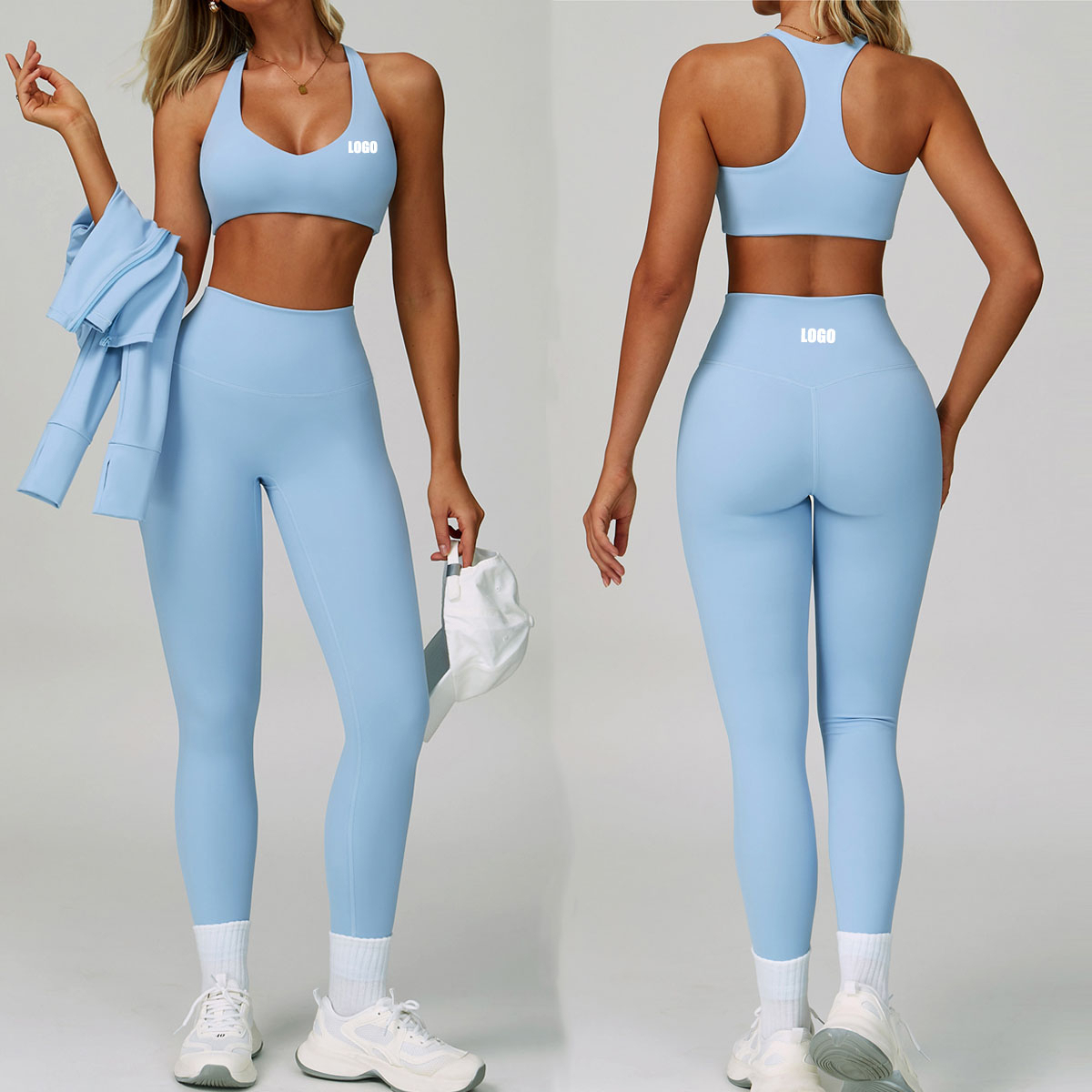 Custom Sets Women Summer Yoga Legging Set Quick-Dry Fitness Leggings and Bra Set for Outdoor Sports Fitness Running