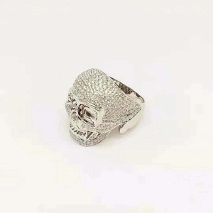 Anillo de calavera para hombre de moissanita simulada de corte redondo de 2,20 quilates chapado en oro blanco de plata 925 - Product Image 3