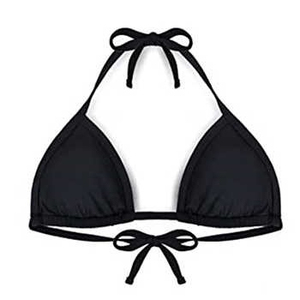 Women's <b>Black</b> Solid Color <b>Bikini</b> Set Crossed Halter Top G-<b>string</b> Bottom Swimwear Plus Size Sexy Stretch Spandex Polyester 1 - Product Image 1