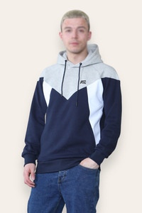 เสื้อฮู้ดดี้โอเวอร์ไซส์แบบมีกระเป๋าหน้า สีบล็อก ตัดเย็บตามสั่ง ขายส่ง พร้อมปักลายพิมพ์นูน สำหรับผู้ชาย - Product Image 2