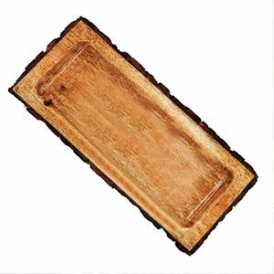 Plateau de service carré en bois avec écorce d'arbre Produit de vente chaud Bol décoratif en bois de manguier avec écorce d'arbre fabriqué en Inde - Product Image 4