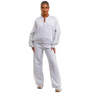 Hot Sell Ladies Tracksuits <b>Drop</b> Shoulder <b>Stand</b> Collar Sweatshirt With Plus Size Trouser High Street Wear Sweat Suits - Product Image 6