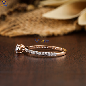 0.72 TDW Marquise & รอบตัดแหวนเพชร18K โรสโกลด์ปูหิน cvd/hpht Diamond Lab - Product Image 2