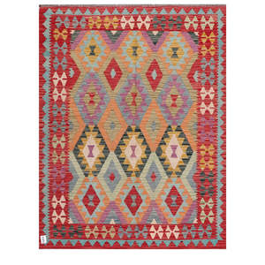 Alfombra Kilim de Maimana, Afganistán, 199 x 156 cm, Juego de Alfombras - Product Image 1