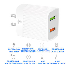 Caricabatterie Rapido QC 3.0 & 2.0 per Android 24W 2 USB con Cavo Micro V8 Uscita 5V3A Compatibile con Telefoni Cellulari - Product Image 2