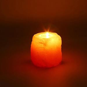 Lampe de sel en cristal de l'Himalaya avec bougeoir bouddha sculpté amélioration de l'air de lueur naturelle décoration de la maison - Product Image 6