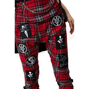 Rojo de las mujeres Top Selling Factory Gothic-Jogger Transpirable Tartan-Tweed Check-Golf Pantalones casuales Pantalones Slim-Fit - Product Image 3