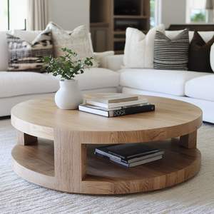 Mesa de Centro de Madera Rústica Moderna, Muebles Elegantes para Sala de Estar, Textura Natural, Diseño Equilibrado para Decoración de Hogar Moderna - Product Image 5