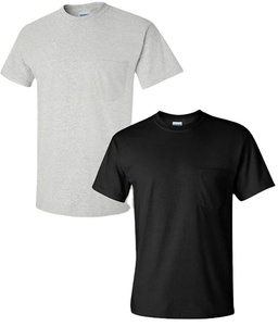T-shirt en coton personnalisé avec poche, décontracté pour homme, manches courtes, col rond, vente en gros OEM - Product Image 2