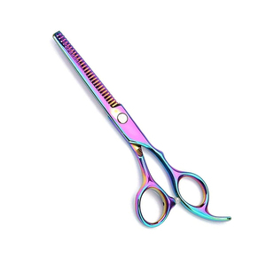 Ciseaux amincissants de cheveux de couleur arc-en-ciel de titane pour la maison et l'utilisation de salon 6 pouces ciseaux amincissants de coiffeur en acier allemand - Product Image 2