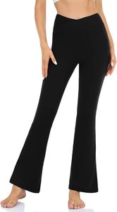 Novedad de 2024, pantalones acampanados transpirables con logotipo personalizado para mujer, pantalones acampanados de pierna ancha lisos para mujer - Product Image 3