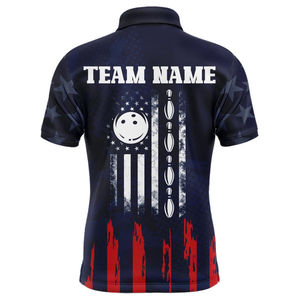 Top Sale Men's <b>Bowling</b> Short Sleeve Polo <b>Shirt</b> Waterproof Breathable Printed Summer Quick Dry 100% Polyester Customizable - Product Image 2