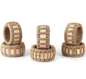 Nouveau fait à la main Jute Jute corde tissé serviette anneau créatif corde porte-serviettes fabricant en gros lot de 6 - Product Image 1