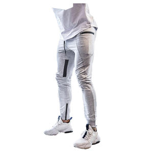 Pantalones deportivos de nuevo diseño para hombre, ropa deportiva transpirable de algodón, entrenamientos atléticos para gimnasio con bolsillos con cremallera, teñido liso - Product Image 5