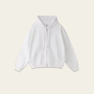 Sudadera con capucha unisex con cremallera de algodón pesado logotipo personalizado bordado Diseño de gran tamaño patrón sólido fabricación de ropa de calidad - Product Image 4