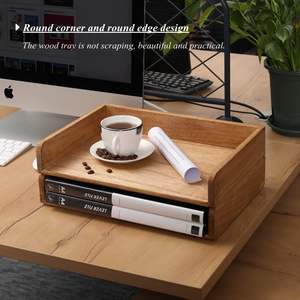 Bacs à papier empilables en bois pour fournitures de bureau et accessoires Plateau organisateur de bureau pour lettre Document Magazine-Bois - Product Image 2