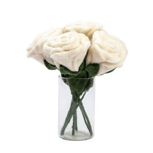 Rosas hechas a mano de lana de fieltro blanco respetuosas con el medio ambiente, duraderas, ligeras, flores decorativas, de Gracias Acción, boda, Navidad, decoración del hogar - Product Image 5