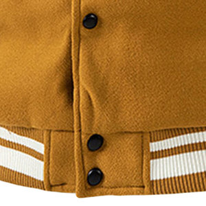 Comfortable Winter Warm Men's <b>Letterman</b> <b>Jacket</b> Stand Collar Front Windproof Heated Breathable Full Sleeve Covered Button <b>Jacket</b> - Product Image 6