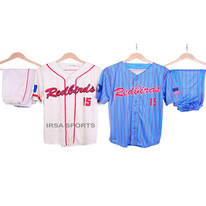 Ensemble de maillot de baseball et de pantalon à col en V personnalisé, respirant, de haute qualité, imprimé par sublimation, unisexe, en polyester 100%, 120g - Product Image 1