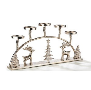 เชิงเทียนฐานไม้มะม่วงมี4หลุมโลหะด้านบนสำหรับงานแต่งงานตกแต่งบ้านขนาด34x34x9ซม. - Product Image 3