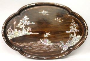 Bandeja de incrustaciones de hueso personalizada de tendencia superior, bandeja de servicio de madera decorativa hecha a mano, plástico para Catering, Fabricante Mayorista - Product Image 4