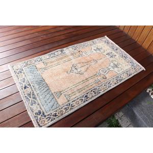 Alfombra Turca Vintage de 2.3x4.1 pies, Alfombra de Lana Ikat Azul - Product Image 2