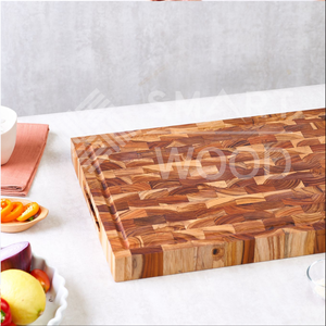 Bloque de cortar rectangular de teca de grano grueso de alta calidad, el mejor Material de madera para cortar alimentos de cocina - Product Image 5
