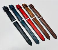 Meilleur bracelet de montre classique en cuir de veau italien, brossé à la main, bords finis, plusieurs tailles, doublure tannée végétal, One Fix One Band