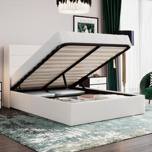 Letto Moderno di Lusso Imbottito con Piattaforma, Luci LED, Contenitore Intelligente e Porte USB, Struttura Robusta Smontabile (KD) <span class=keywords><strong>per</strong></span> Camera da Letto - Product Image 1