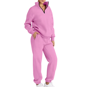 ชุดวอร์มผ้าฝ้าย100% ของผู้หญิงสองชิ้นใส่ได้ปกติเหมาะสำหรับฤดูหนาว - Product Image 3