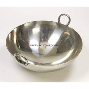 Latón macizo martillado tamaño grande utensilios de cocina de lujo Kadhai hogar hoteles y restaurante uso Cocina Comida Kadhai para la venta - Product Image 5
