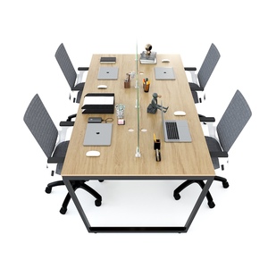 Mesa Moderna Minimalista Tipo Trapecio 240x120cm, Madera Contrachapada Recubierta de Melamina, Patas de Hierro HBTC036 - Product Image 3