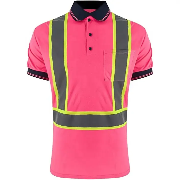 Hi Vis Workwear Reflective Polo T Shirt Hombres Logotipo personalizado Impresión Mejor diseño Hi Vis Construction Polo shirt