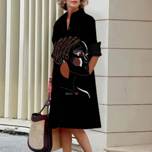 Producto nuevo de otoño 2025, <span class=keywords><strong>vestido</strong></span> Midi de manga larga con cuello de camisa estampado de <span class=keywords><strong>lunares</strong></span> a la moda y elegante - Product Image 4