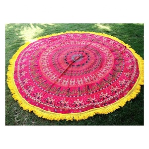 Venta al por mayor de lujo de dos tonos Mandala diseño borla 100% algodón orgánico GOTS certificado sin arena de secado rápido de alta calidad Toalla de playa - Product Image 4
