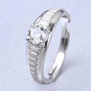 NOVAMART Fine <b>Men's</b> <b>Ring</b> 925 Sterling Silver with Rhodium Plating Bezel <b>Set</b> Diamond and Pearl Cute Style Step Band Wholesale Exp - Product Image 2