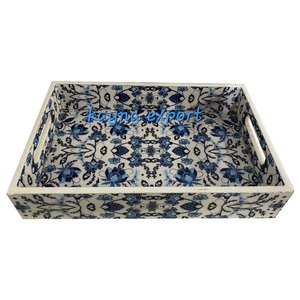 Latest Designer Enamel Finished Wood <b>Tea</b> Serving Tray High Quality Luxury Home Use <b>Butterfly</b> Printed Sticker Table Decor - Product Image 3