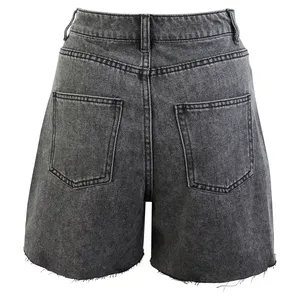 Short en jean taille haute pour femmes à la mode fabriqué au Pakistan pantalon chaud décontracté coupe droite élégant lavé - Product Image 5
