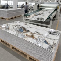 Panneau mural en PVC UV effet marbre bleu rouille charbon blanc, revêtement décoratif intérieur imperméable
