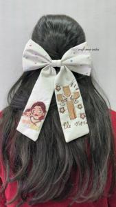 Cravates à cheveux en alligator de meilleure qualité pour filles et femmes nœud à la mode de Pâques avec accessoires de cheveux de lapin brodés mignons - Product Image 5