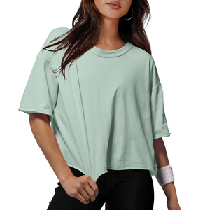 Haut court de haute qualité pour femmes coupe ajustée et respirant Logo personnalisé motif solide grande taille nouveauté prix de gros - Product Image 4