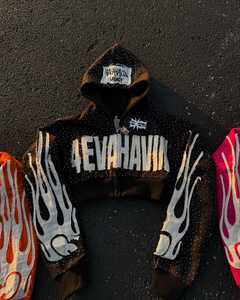 Sweats à capuche design fabricants sweat-shirt vintage en détresse soleil délavé hommes broderie Patch fermeture éclair lavage à l'acide sweat à capuche appliqué pour hommes - Product Image 4