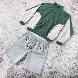 Veste coupe-vent d'hiver en coton imperméable pour homme, deux pièces, avec short patchwork et logo personnalisé éco-responsable - Product Image 4