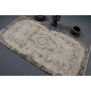 Tapis classique en laine marron beige 3.5x6.7 pieds Vintage turc Patchwork Design adolescent salon Rectangle couloir Latex 4m tapis de chevet - Product Image 4