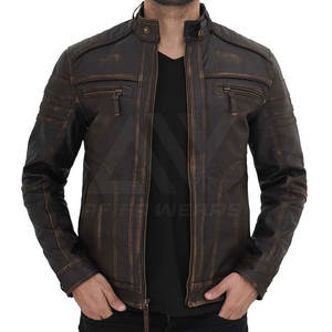 Veste en cuir noir de haute qualité pour hommes/veste en cuir pour hommes 2024 vestes en cuir véritable pour l'hiver - Product Image 5