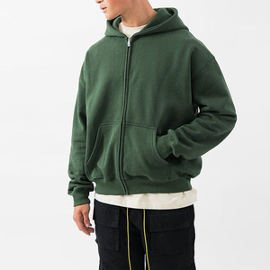 Sweat à capuche en coton 100% de haute qualité en gros 2026 pour hommes, lavage à l'acide, design à fermeture éclair, épaule tombante, style vintage - Product Image 2