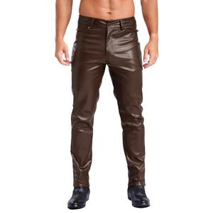 Stylish Faux Leather Pants Pockets Halloween Costume Smooth Lining Straight Pants Tights <b>Leggings</b> Music Party Clothings - Product Image 3