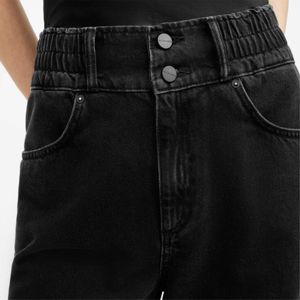 Pantalones vaqueros de Mujer logotipo personalizado alta calidad 100% algodón lavado recto suelto pierna ancha cintura alta pantalones vaqueros de mujer de talla grande - Product Image 5